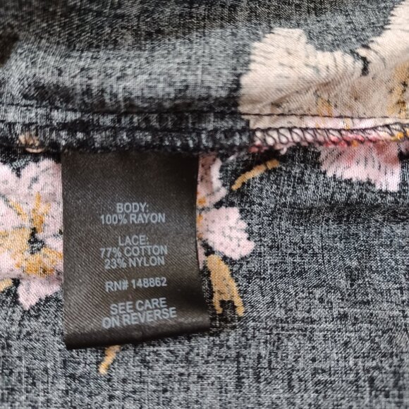 Torrid Mini Challis Shirt Dress Black Pink Floral Flowy Rayon Plus Size 2X  2 - Picture 7 of 12